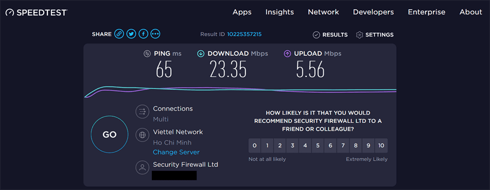 Tốc độ kết nối VPN trên tài khoản ExpressVPN premium