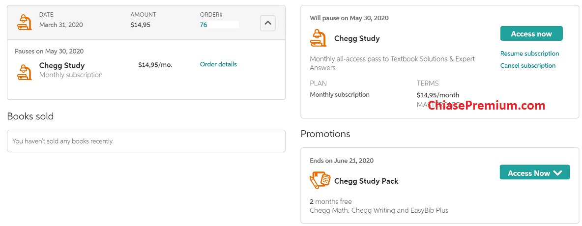 Gói Chegg Study Pack, miễn phí hai tháng