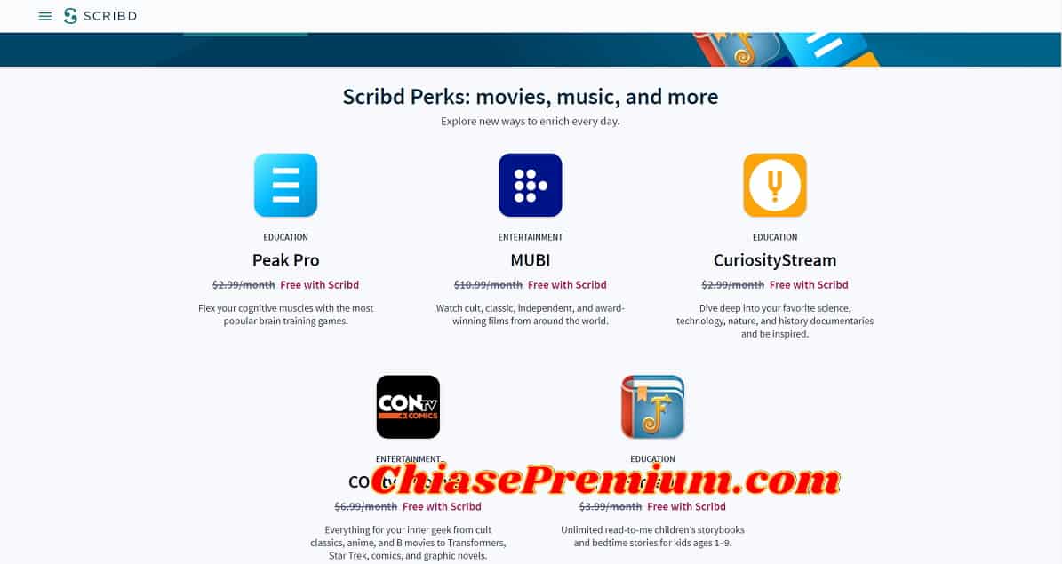 Scribd Perks: movies, music, and more