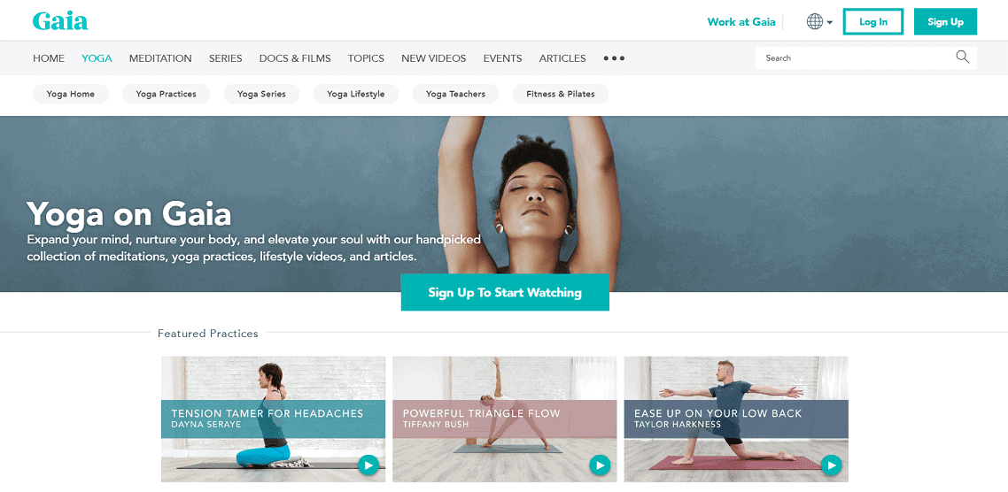 Gaia có rất nhiều video hướng dẫn tập yoga cho người mới bắt đầu