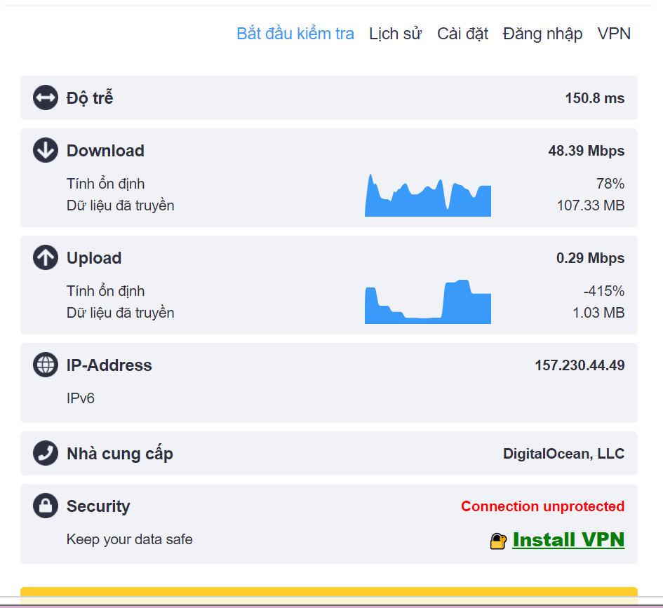 Kiểm tốc độ kết nối của Hola Plus VPN