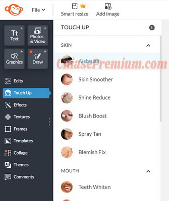 Chế độ chỉnh sửa chân dung: Touch Up trên PicMonkey premium. Review by ChiasePremium
