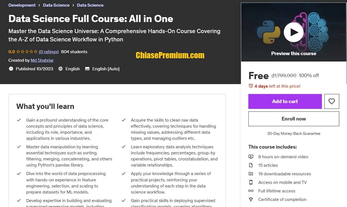 A Comprehensive Hands-On Course Covering the A-Z of Data Science Workflow in Python