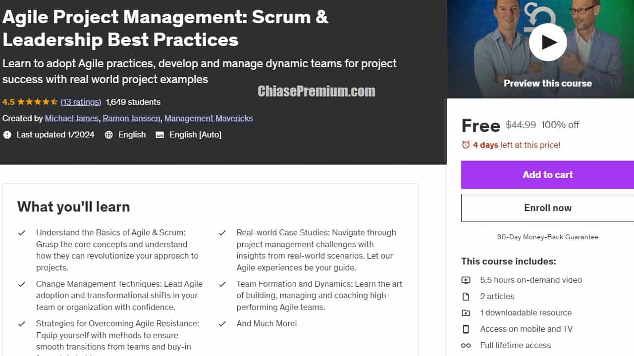 Agile Project Management: Scrum & Leadership Best Practices