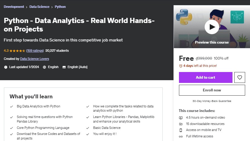 Python - Data Analytics - Real World Hands-on Projects