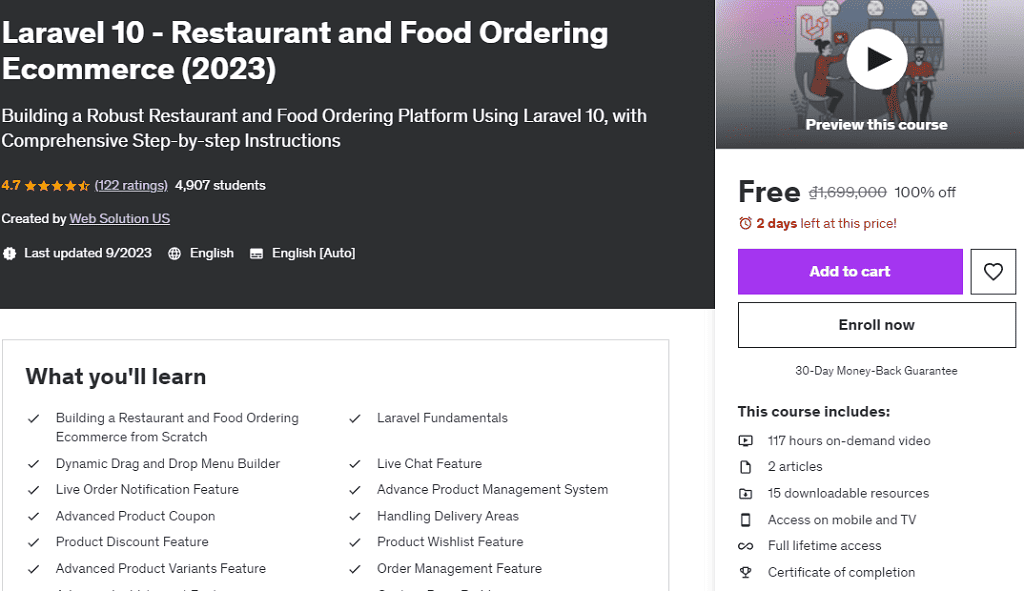 Laravel 10 - Restaurant and Food Ordering Ecommerce