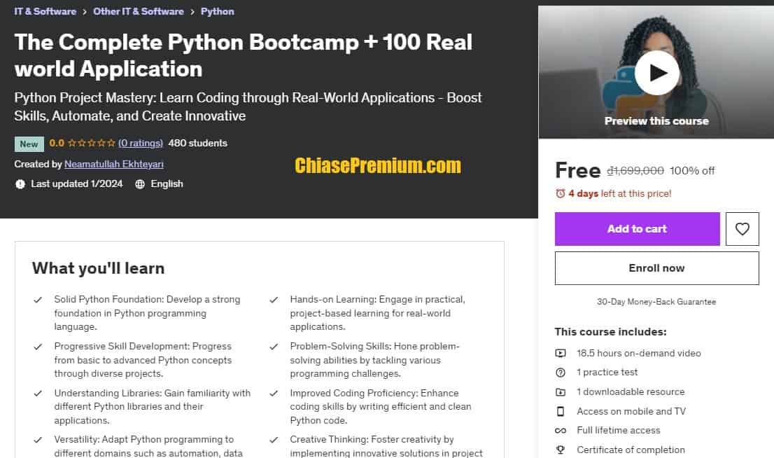 The Complete Python Bootcamp + 100 Real world Application