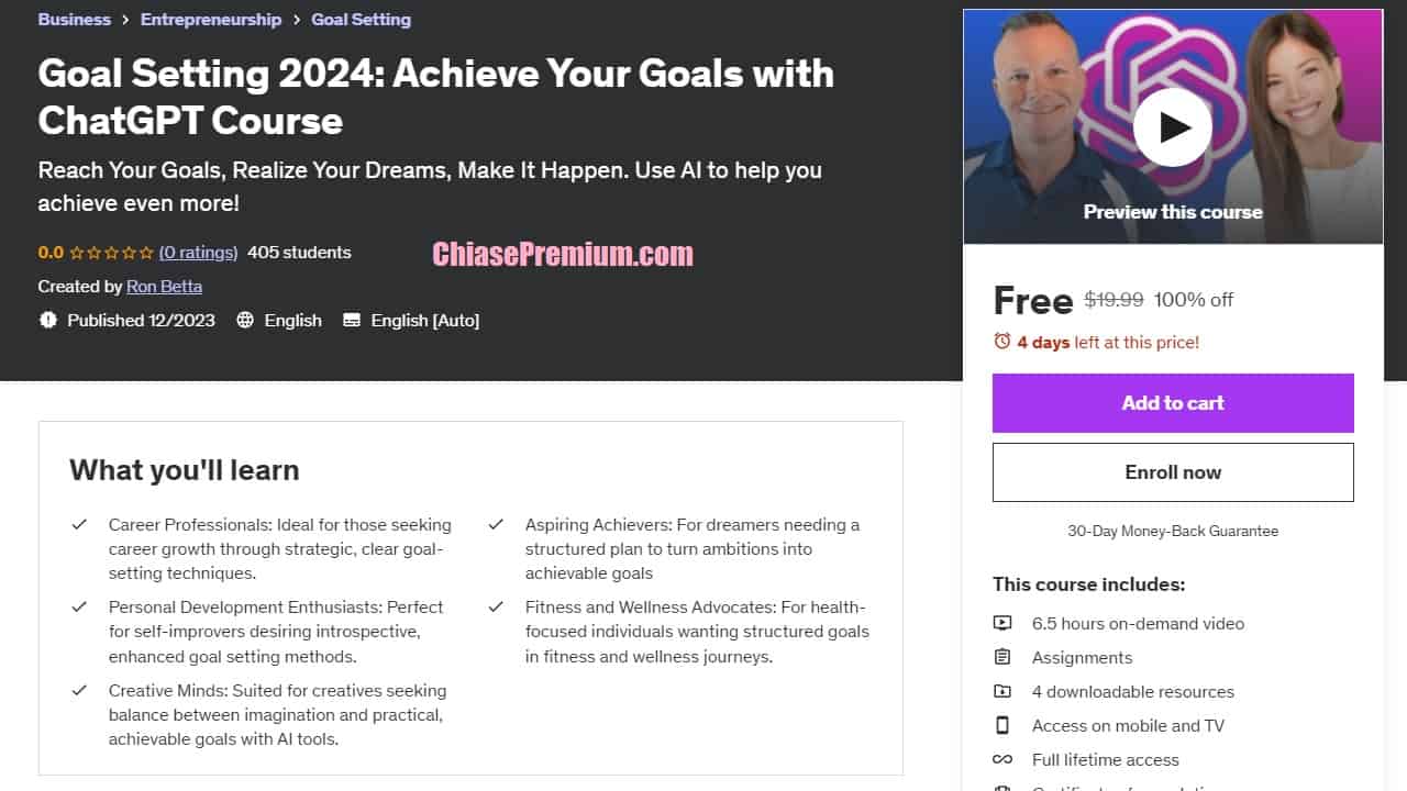 Goal Setting 2024: Achieve Your Goals with ChatGPT Course