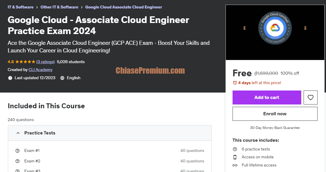 Google Cloud - Associate Cloud Engineer Practice Exam 2024