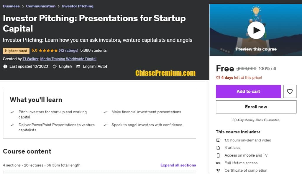 Investor Pitching: Presentations for Startup Capital course