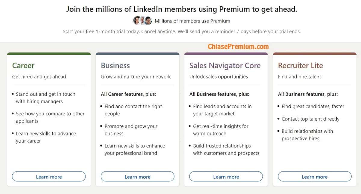 Mua tài khoản LinkedIn Premium thì chọn gói đăng ký nào?