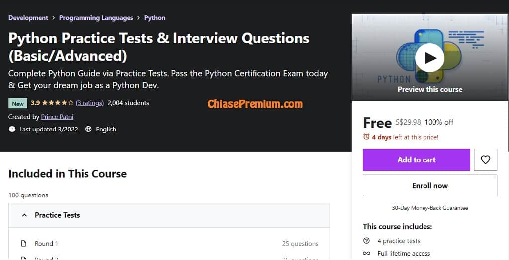 Python Practice Tests & Interview Questions