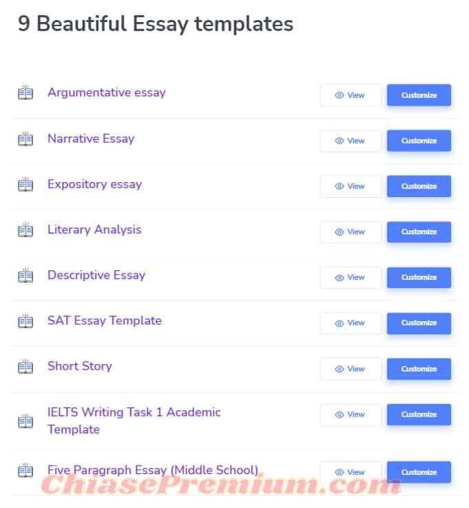 Hàng loạt mẫu essay đa dạng | Personal templates - Linguix.com 