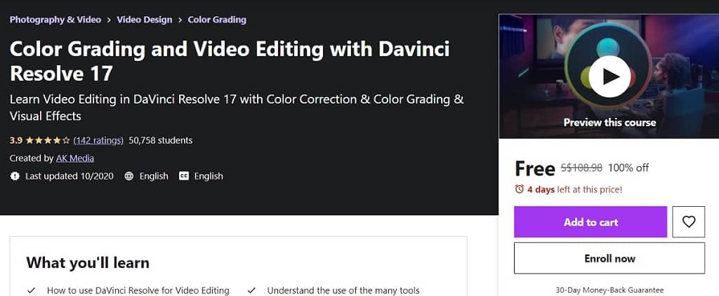 3-Color Grading and Video Editing with Davinci Resolve 17