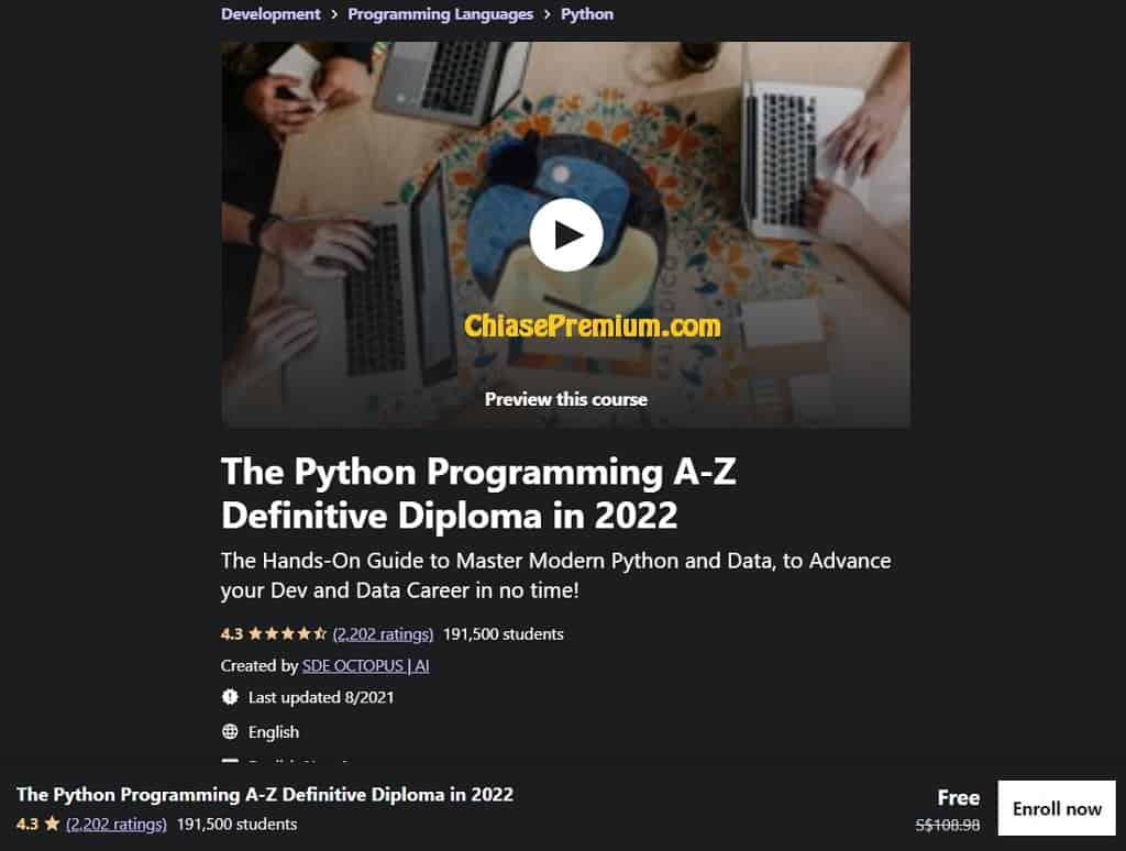 The Python Programming A-Z Definitive Diploma in 2022