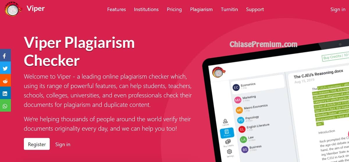 Công cụ kiểm tra đạo văn Viper | review by ChiasePremium.com
