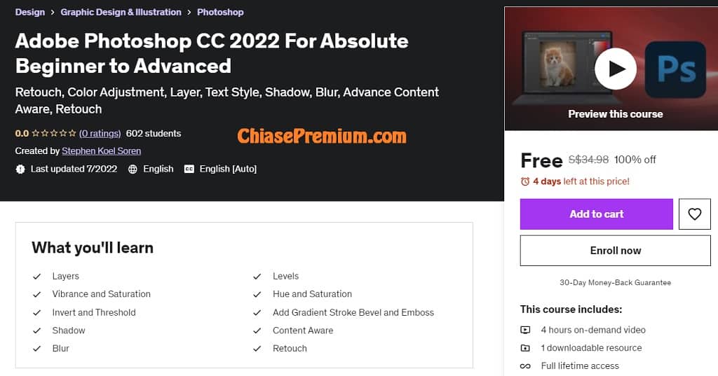 Adobe Photoshop CC 2022 For Absolute Beginner to Advanced