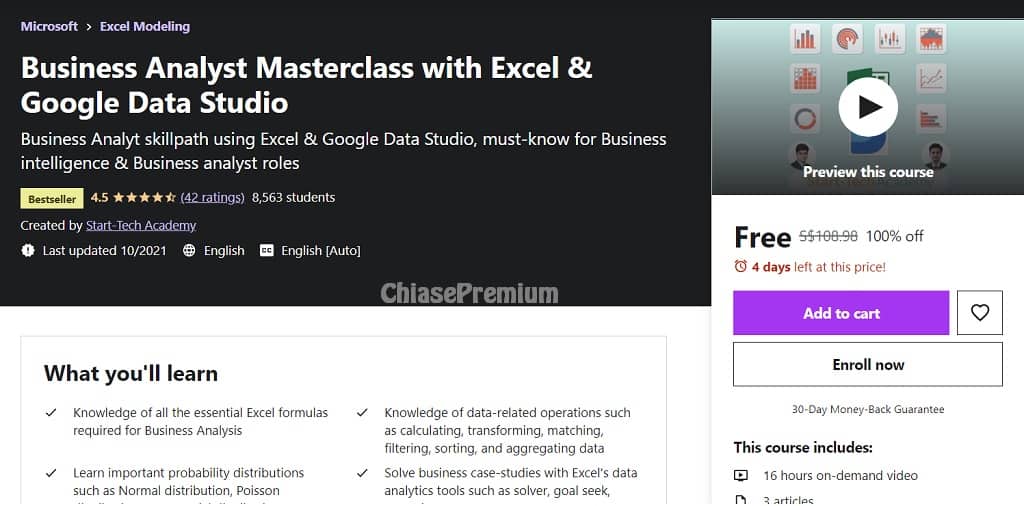 Business Analyst Masterclass with Excel & Google Data Studio