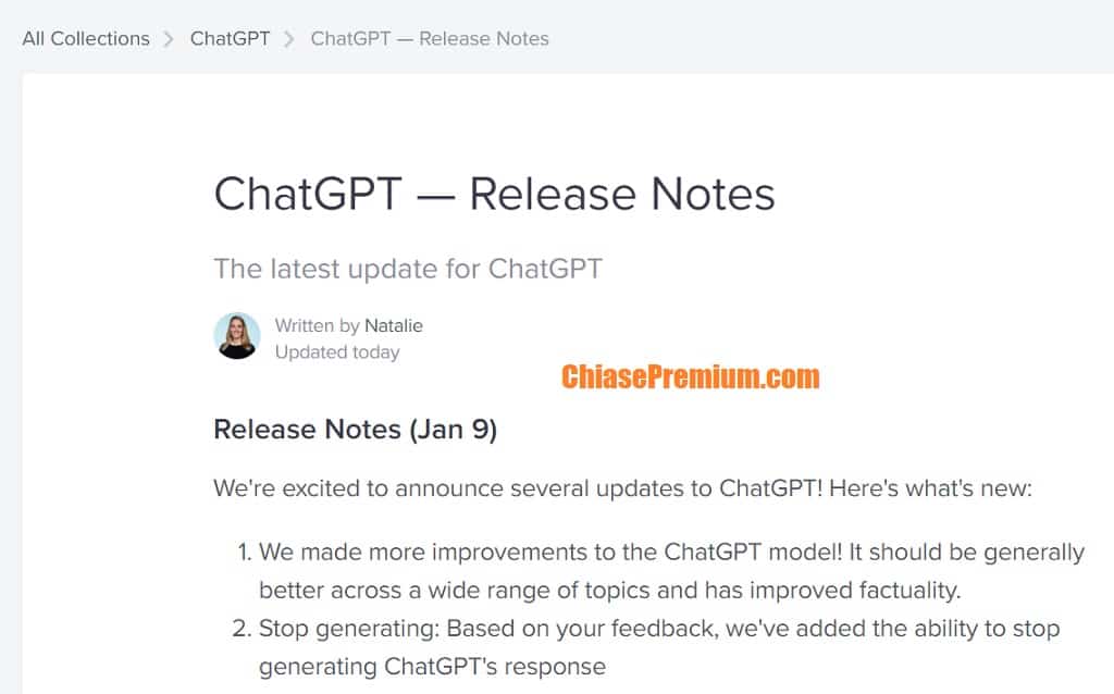 Update ChatGPT by OpenAI