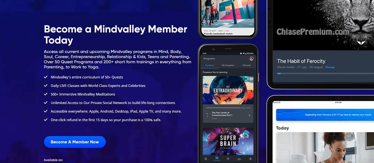Khi dăng ký mua tài khoản Mindvalley gói Membership bạn sẽ truy cập được rất nhiều khóa học. 
