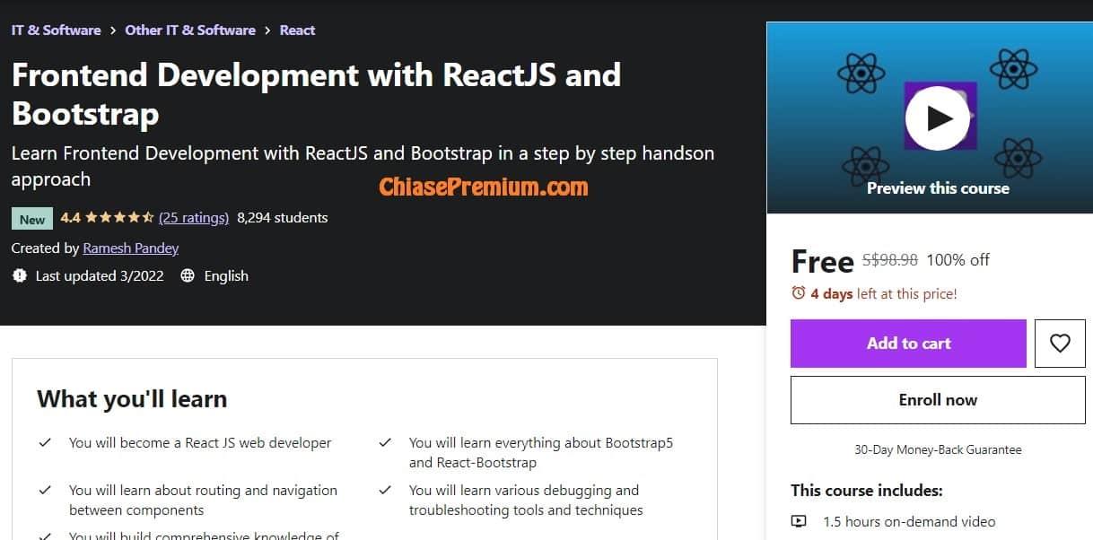 Frontend Development with ReactJS and Bootstrap | Free