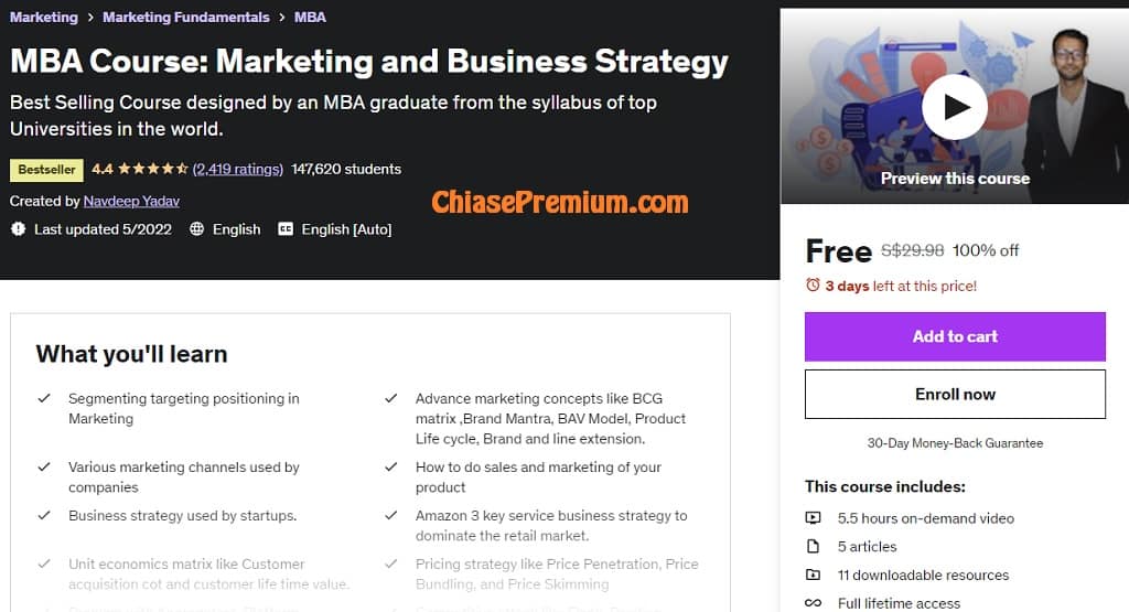 MBA Course: Marketing and Business Strategy