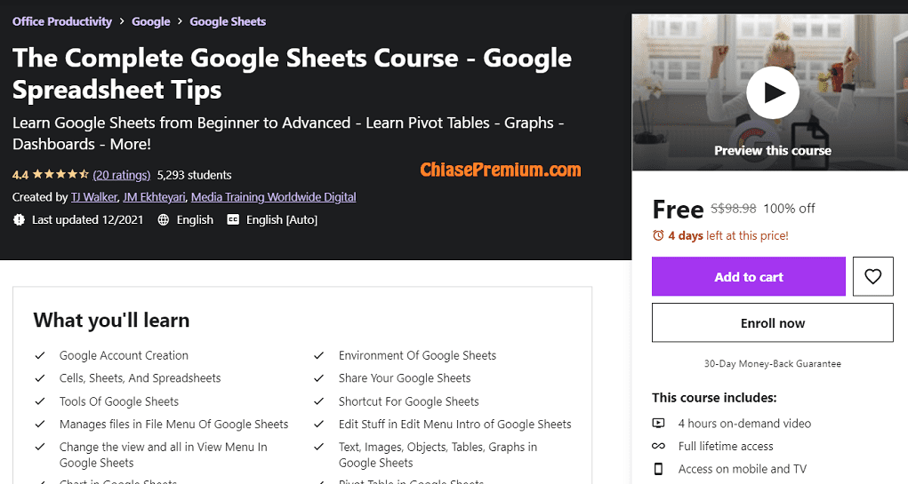 The Complete Google Sheets Course - Google Spreadsheet Tips | Free
