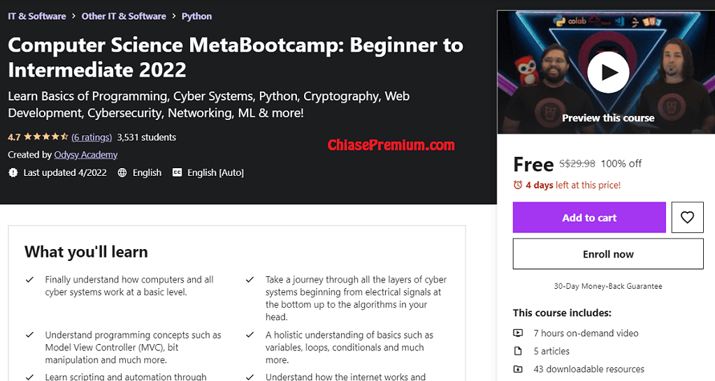 Computer Science MetaBootcamp: Beginner to Intermediate 2022 