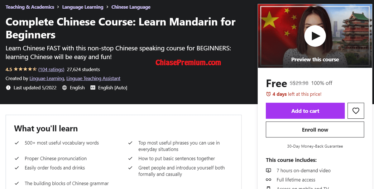 Complete Chinese Course: Learn Mandarin for Beginners Free