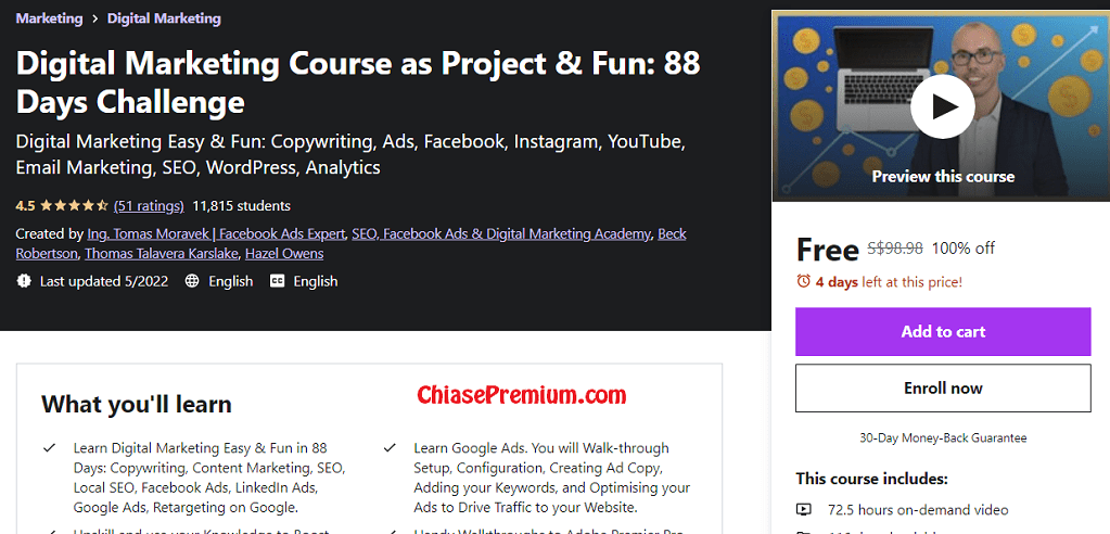 Digital Marketing Course as Project & Fun: 88 Days Challenge 