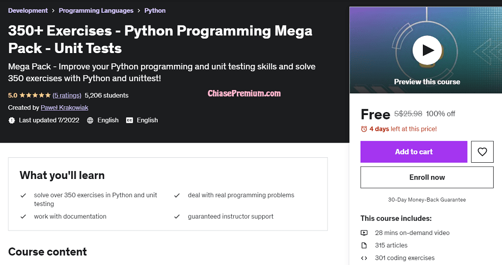 350+ Exercises - Python Programming Mega Pack - Unit Tests