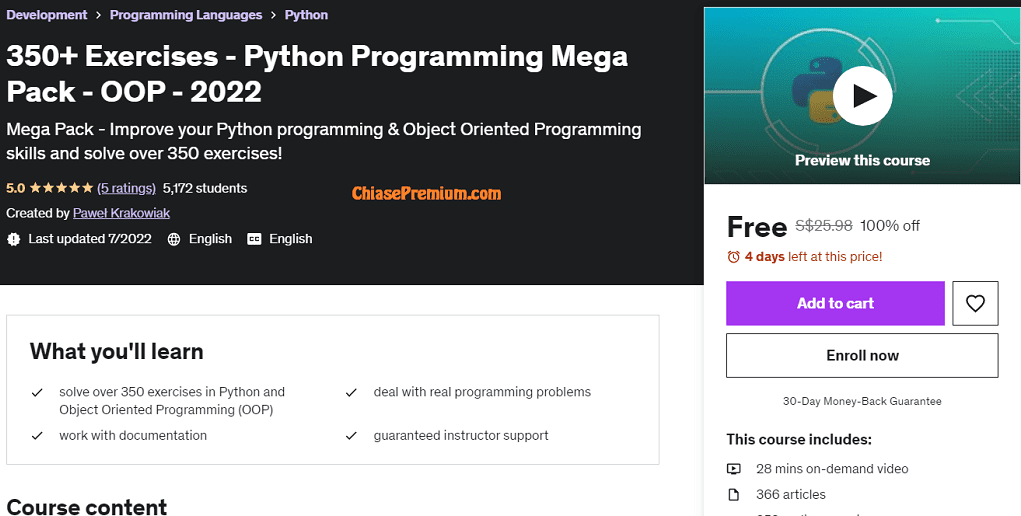 350+ Exercises - Python Programming Mega Pack - OOP - 2022