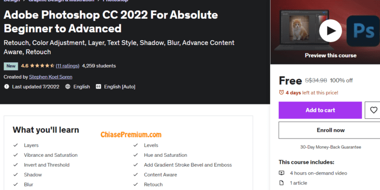 Adobe Photoshop CC 2022 For Absolute Beginner to Advanced
