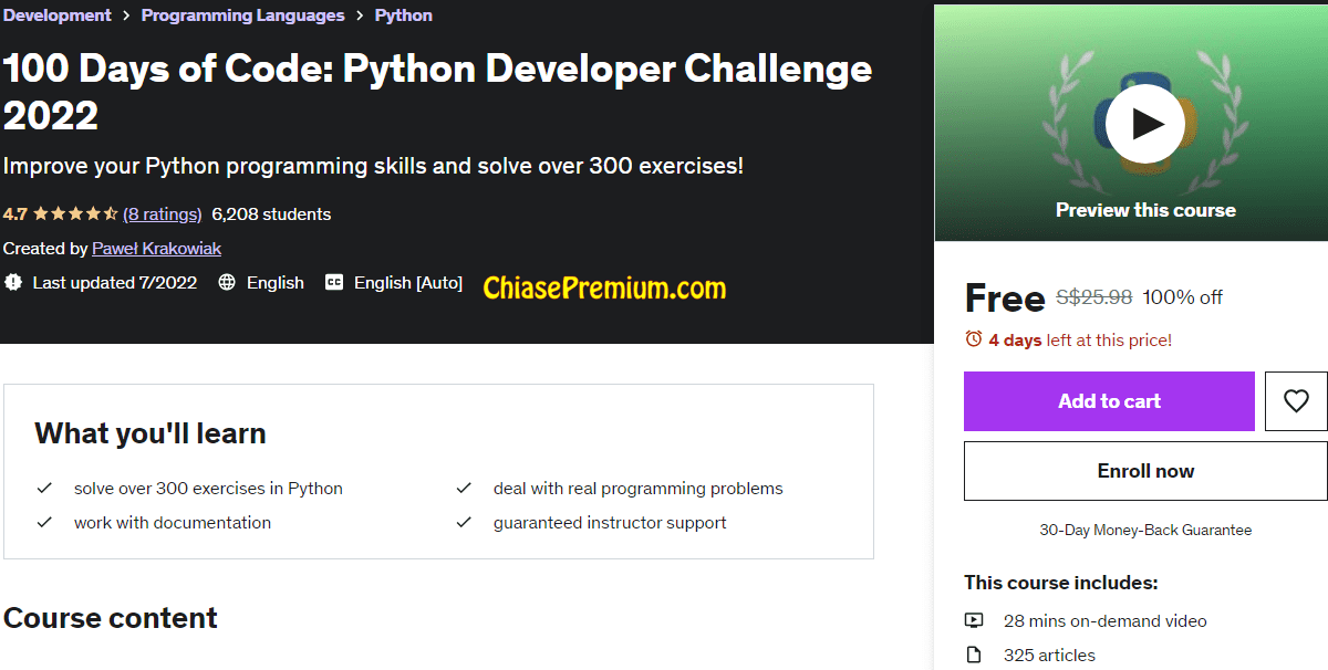 100 Days of Code: Python Developer Challenge Free