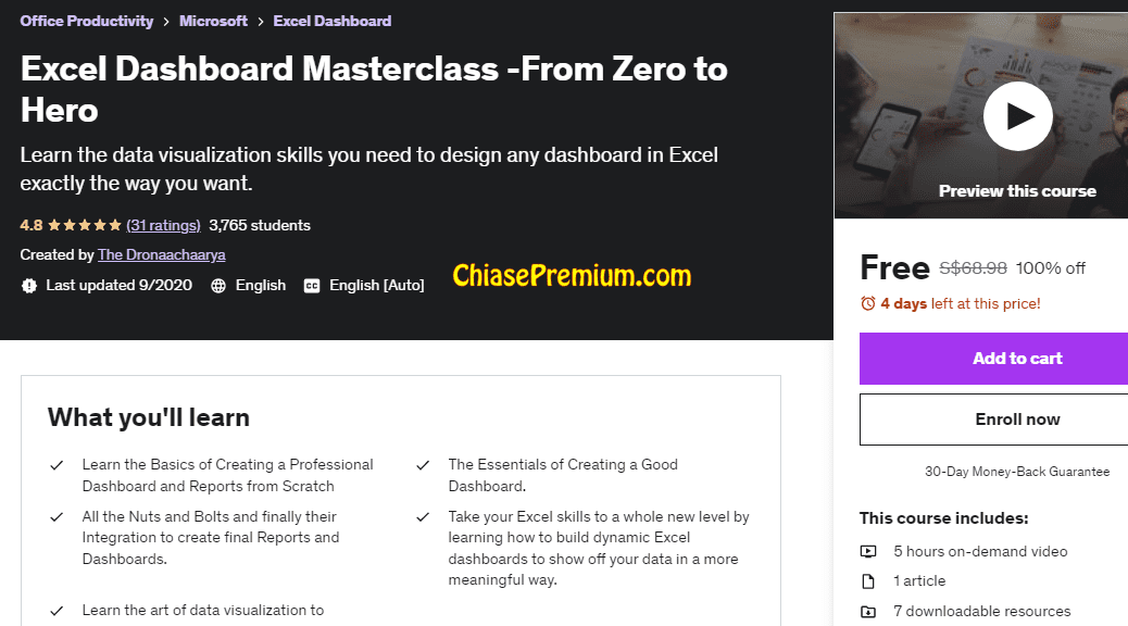 Khoá học "Excel Dashboard Masterclass - From Zero to Hero"