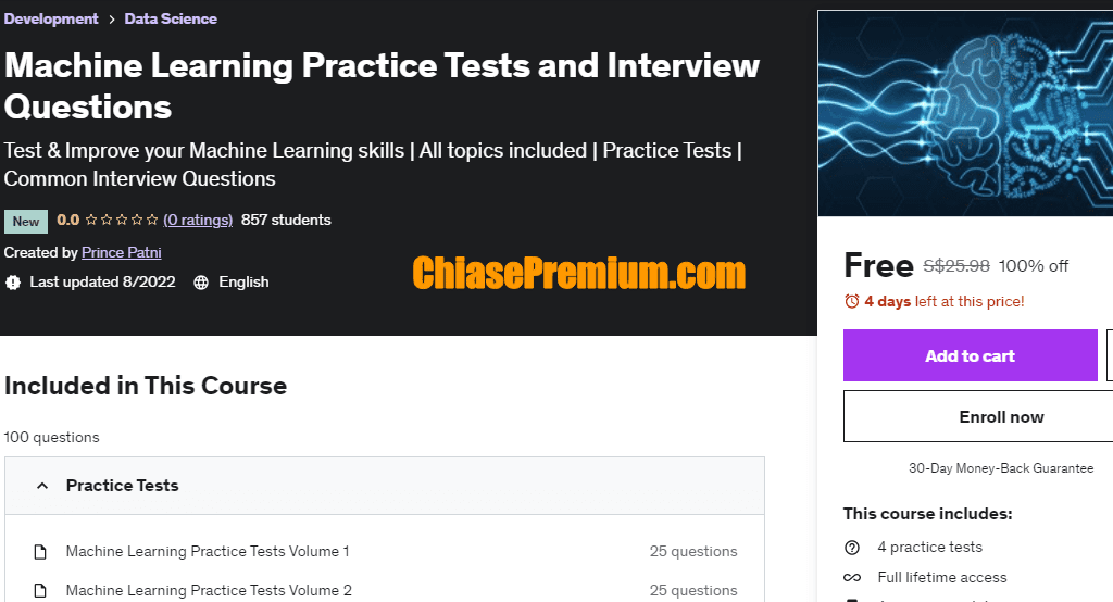 Machine Learning Practice Tests and Interview Questions | Udemy free course