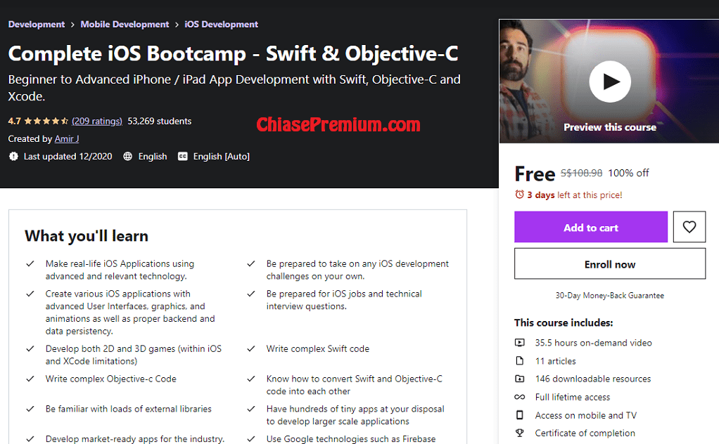 Complete iOS Bootcamp - Swift & Objective-C Free