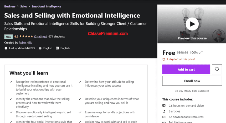 Sales and Selling with Emotional Intelligence Free Lifetime