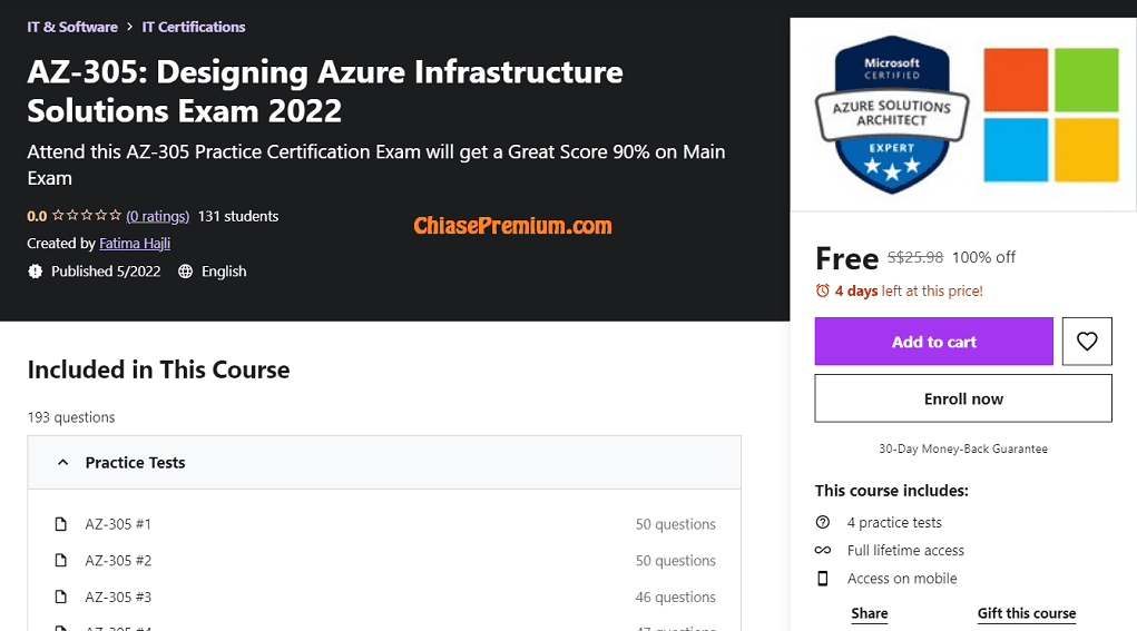 AZ-305 Designing Azure Infrastructure Solutions Exam | Free
