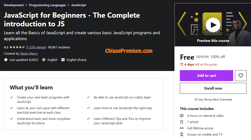 JavaScript for Beginners - The Complete introduction to JS 