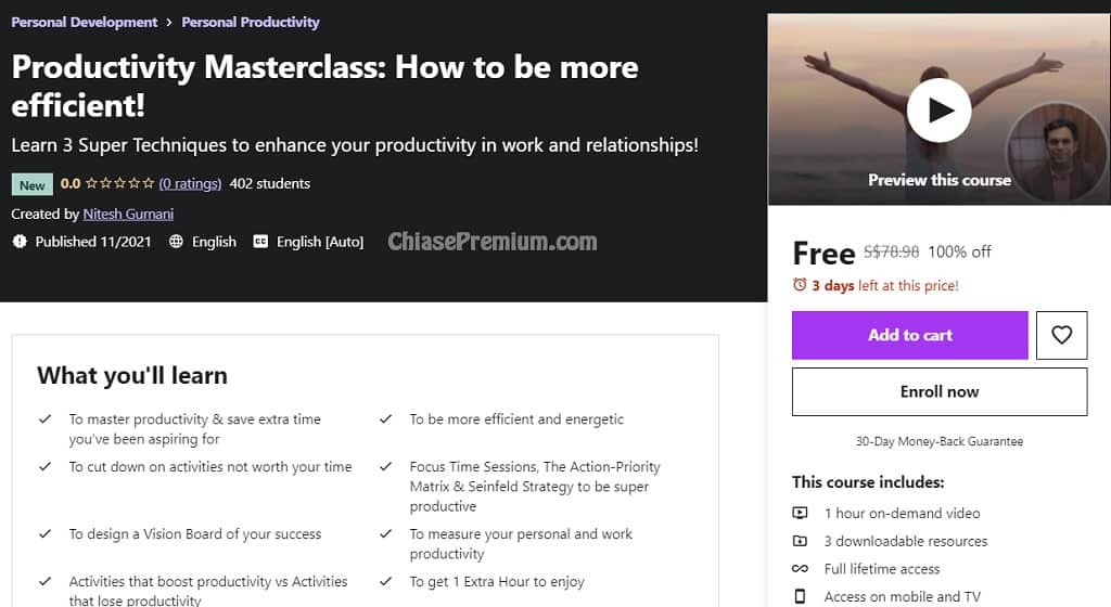 Productivity Masterclass How to be more efficient course