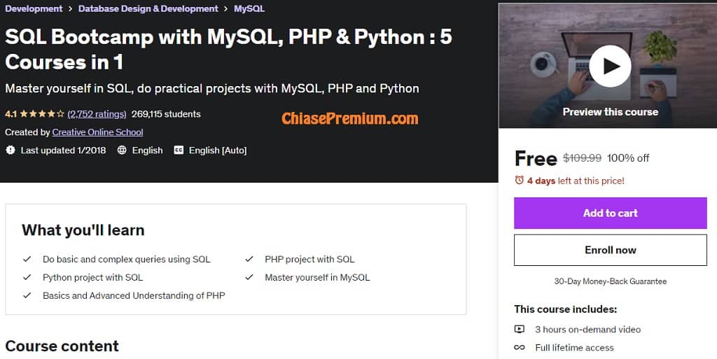 SQL Bootcamp with MySQL, PHP & Python : 5 Courses in 1