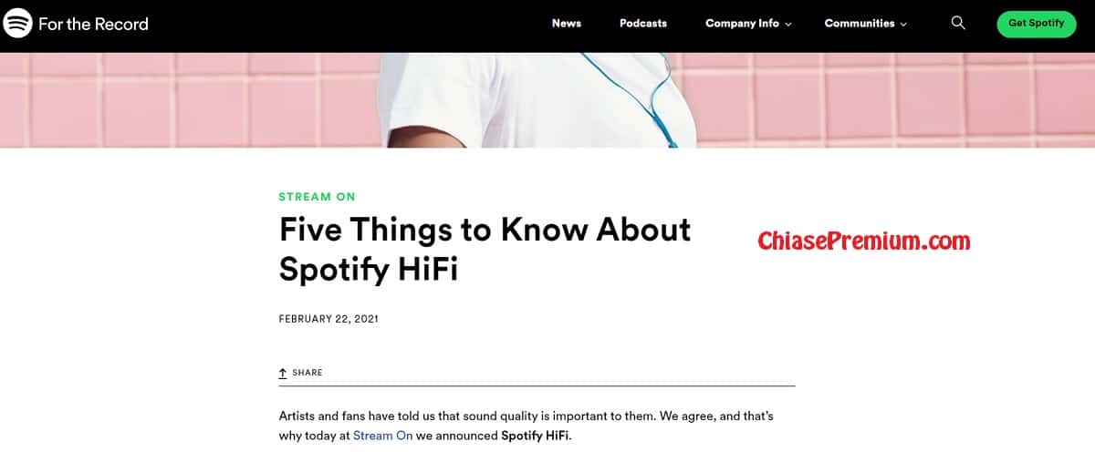 Thông báo về gói Spotify HiFi 