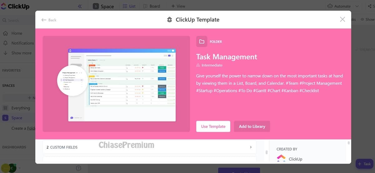 ở đây mình chọn templates Task Management