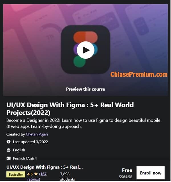 UI/UX Design With Figma : 5+ Real World Projects(2022) Become a Designer in 2022! Learn how to use Figma to design beautiful mobile & web apps Learn-by-doing approach.