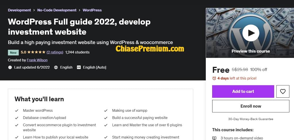 WordPress Full guide 2022, develop investment website Build a high paying investment website using WordPress & woocommerce