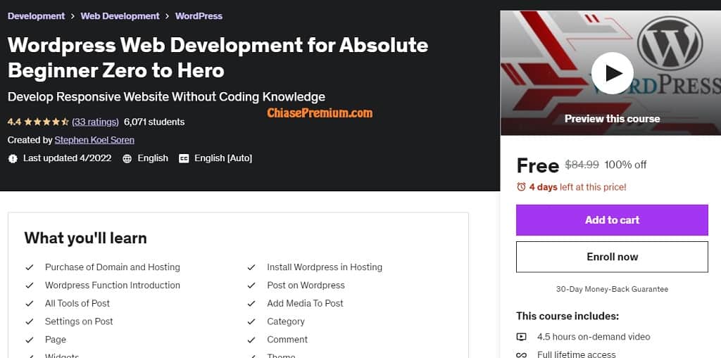 Wordpress Web Development for Absolute Beginner Zero to Hero