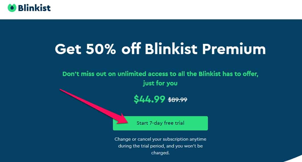 Đăng ký ưu đãi Blinkist premium 50%