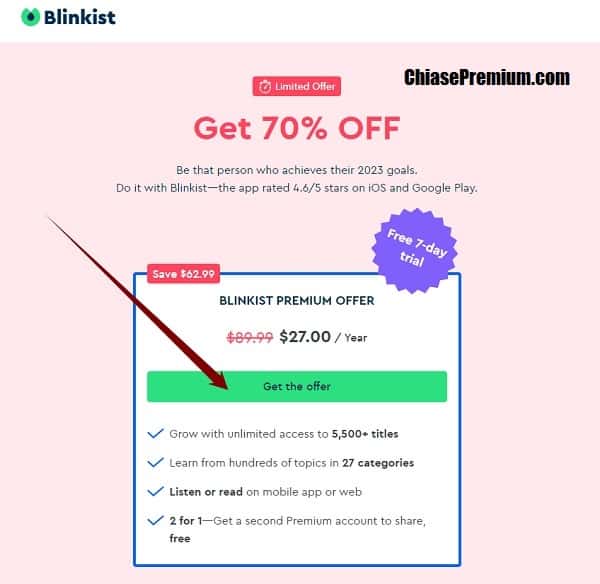 Hướng dẫn đăng ký tài khoản Blinkist premium giá rẻ