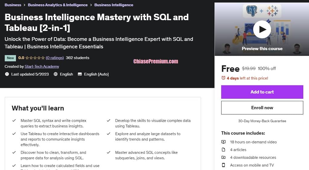 Business Intelligence Mastery with SQL and Tableau [2-in-1]
